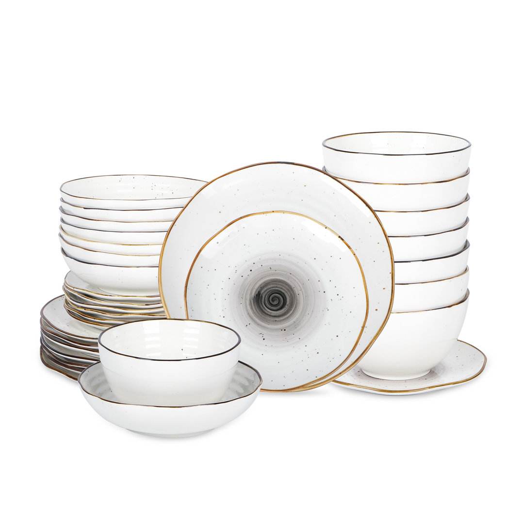 Luma 32 Piece Porcelain China Dinnerware Set - Service for 8 (Set of 32) Christian Siriano 