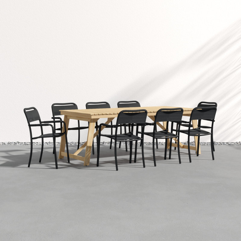 Anautica 8 - Person Teak Patio Dining Set with Extendable Rectangular Table