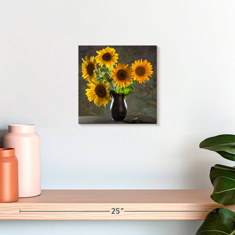 Vase Harnek de tournesols jaunes, H 10 po x l 10 po