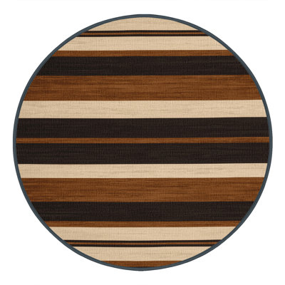 Washable Chestnut Cream Striped Area Rug