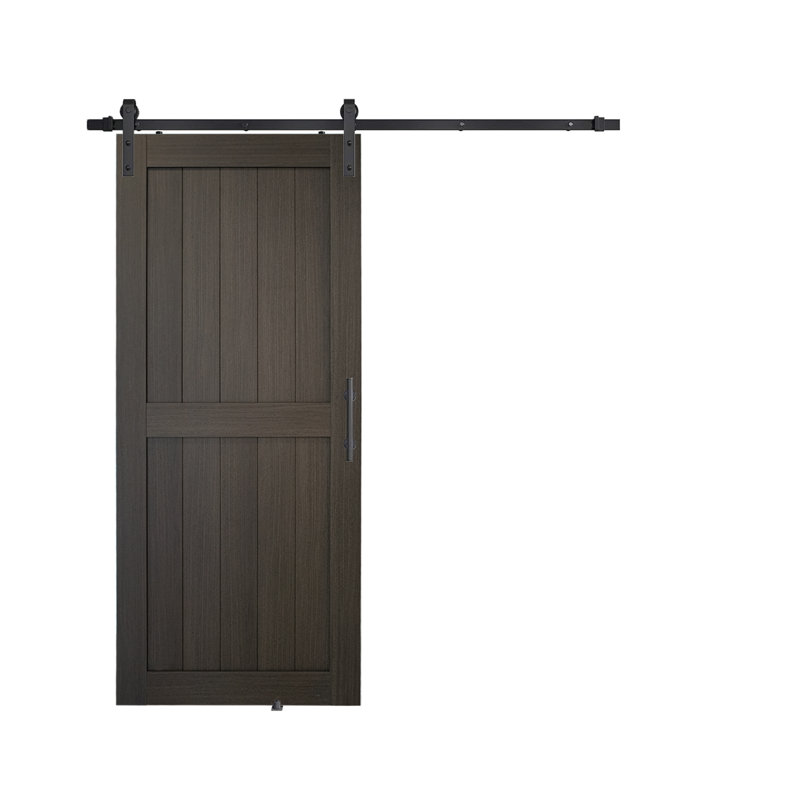 Porte de grange avec trousses de quincaillerie et surface en PVC imperméable, Gris, Ensemble de porte 30 "x 84" / rail 5 "