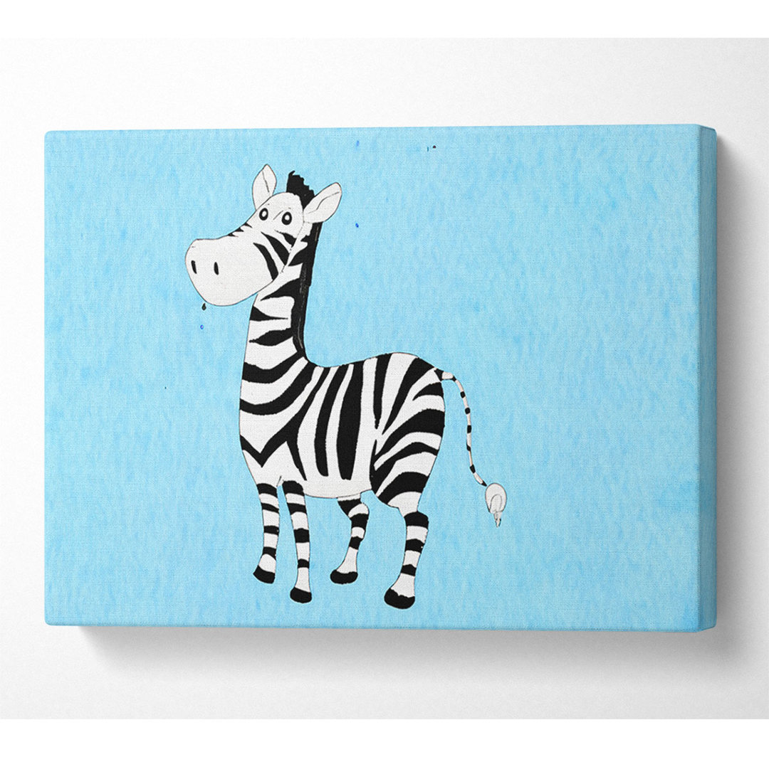 Stehendes Zebra Baby Blau - Druck