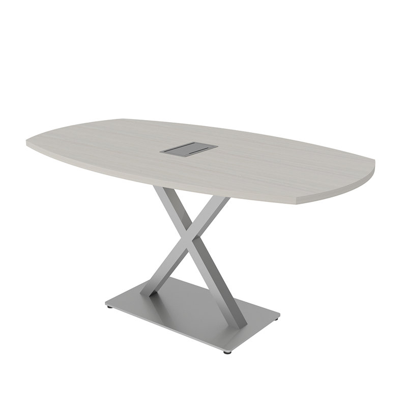 Table de conférence Pavert Arc Boat avec base en X en métal | Unité électrique, H 30 po x l 60 po x P 36 po, Sel Lakeland