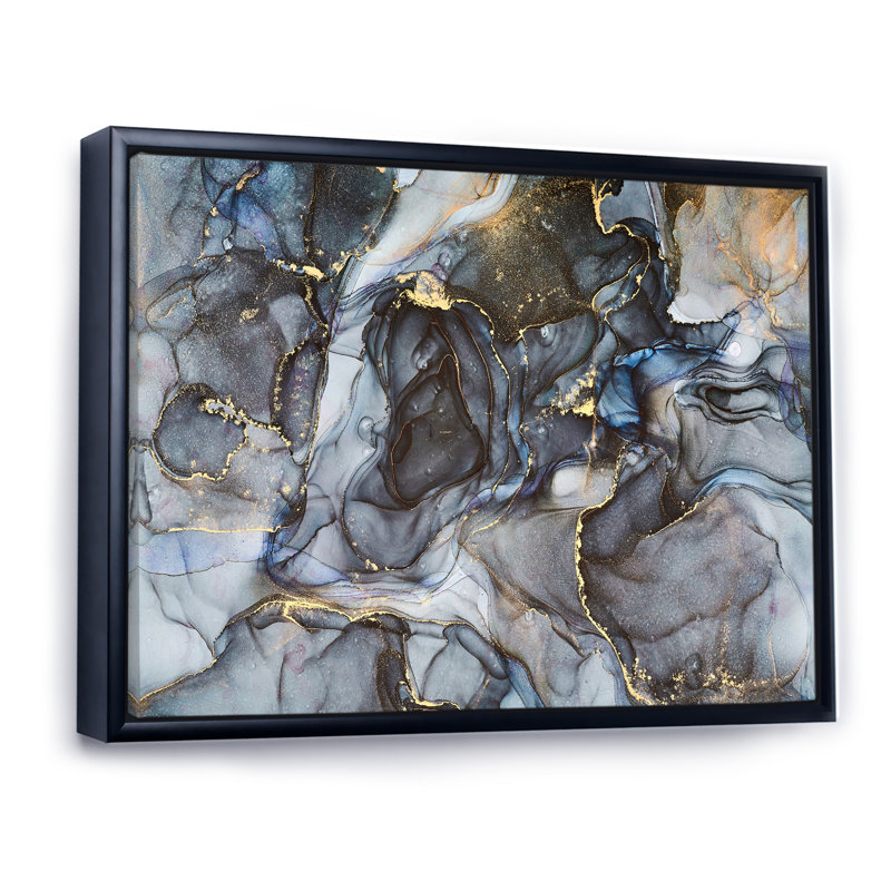 Art or noir infusé noir II - reproduction sur toile, H 34 po x l 44 po, Cadre flottant noir