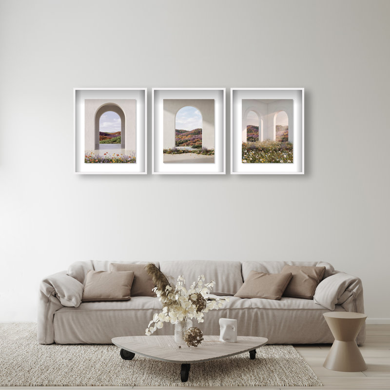 Paradise Arches Set Shadowbox Architecture Print by Oliver Gal, Black Frame, 16 x 20, 25.5"H x 31.5"W, White Shadowbox