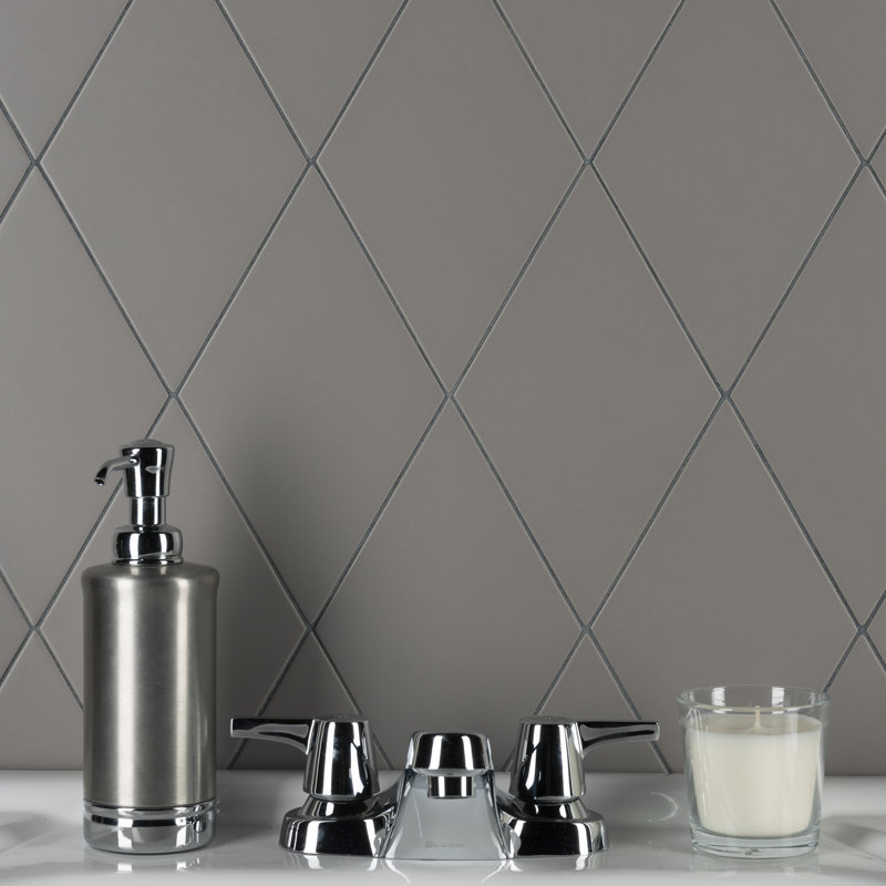 Rhombus Smooth 6" x 10" Porcelain Tile, Gris foncé