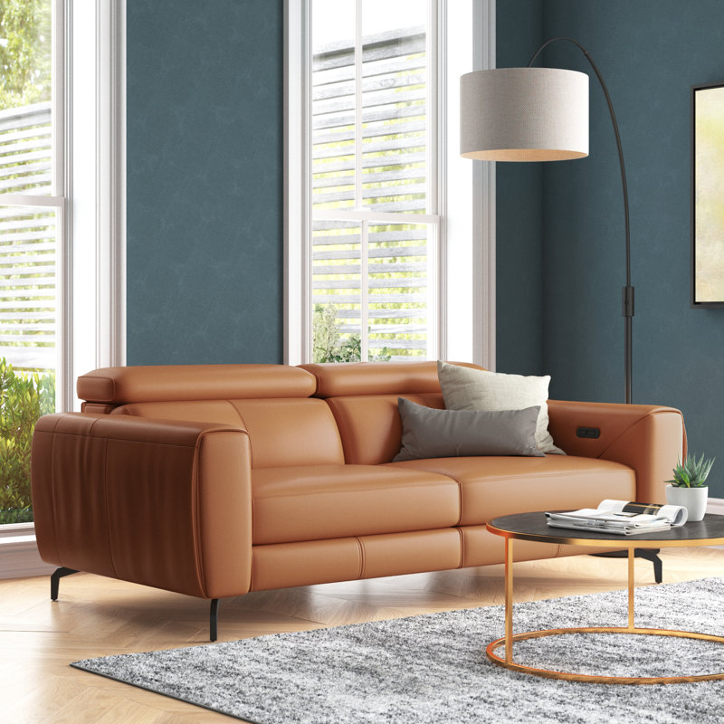 Genuine Leather Square Arm Reclining Sofa, 30" H x 70" W x 41" D , Sienna Top Grain Leather