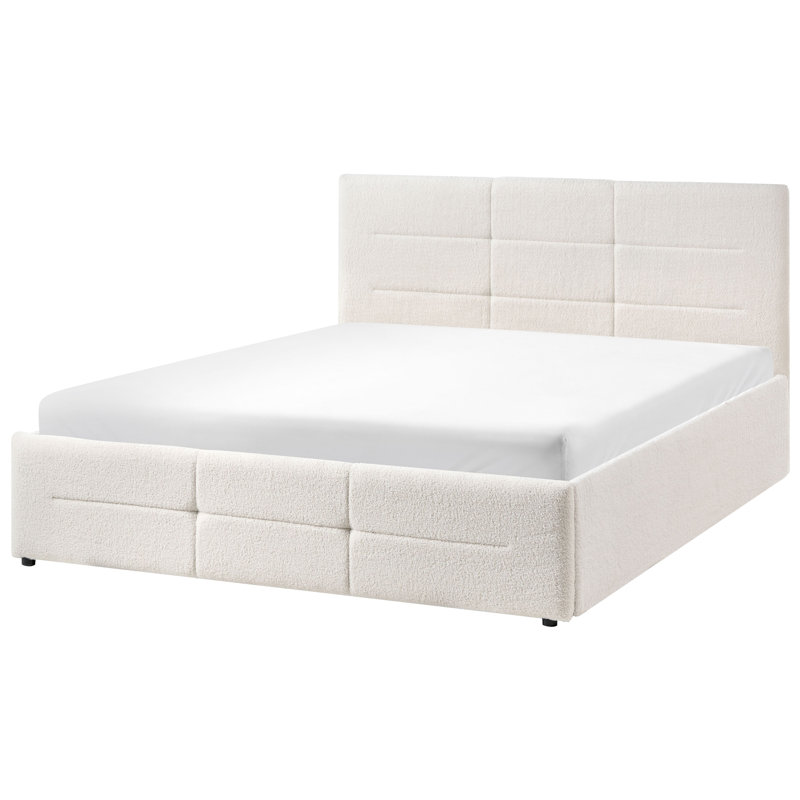 Upholstered Ottoman Storage Bed, European Double (140 x 200 cm), White