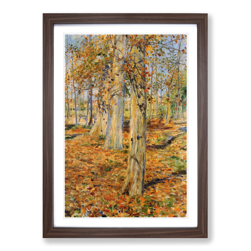 Autumn Forest by Kuroda Seiki - Single Picture Frame Painting, Walnut Framed, 63cm H x 45cm W x 2cm D