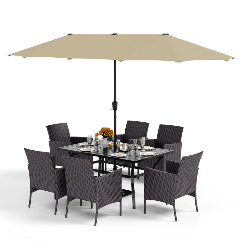 6 - Person Patio Dining Set with Rectangular Table , Cushions Included