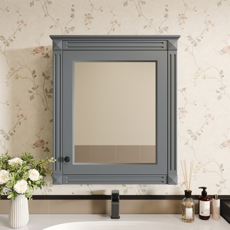 Armoire de rangement murale 24 po x 27 po avec miroir, Grey