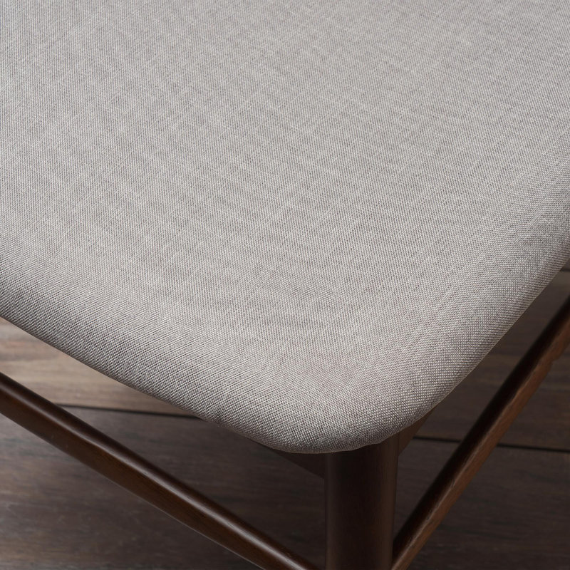 Ensemble de 2 chaises de salle à manger rembourrées Mid-Century avec structure en bois d'hévéa, Gris clair, Noyer