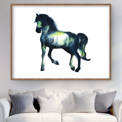 Elegant horse - Green Illustrative Framed Matted Print Decor
