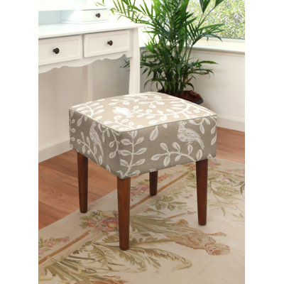 Tabouret d'appoint moderne en lin Leiva Birds and Vines