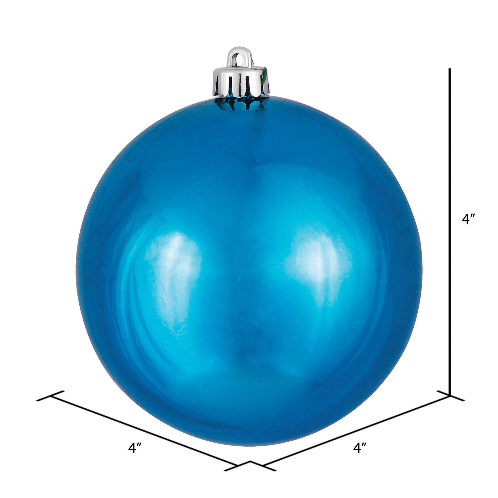 6" Shatterproof Bauble, 4" H x 4" W x 4" D, Turquoise, Set Of 6