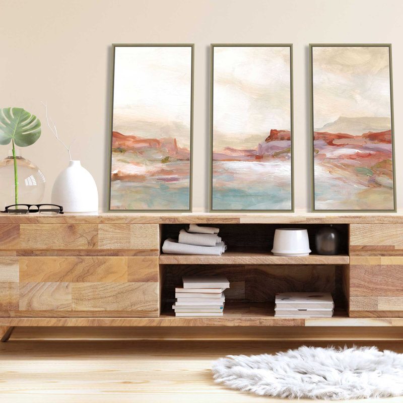 «Twilight Desert Mirage» par Carol Robinson, reproduction sur toile flottante 3 pièces, H 41,5 po x l 64,5 po x P 2 po