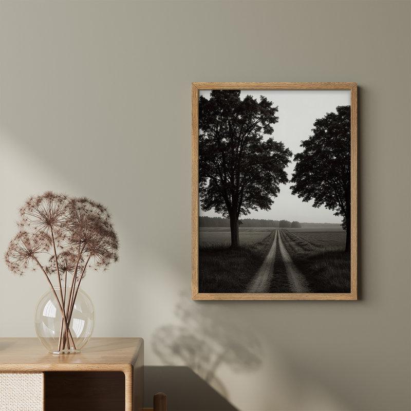 «Country Road», reproduction d'art murale encadrée pour un décor de bureau ou de salon, H 10 po x l 8 po, Naturel