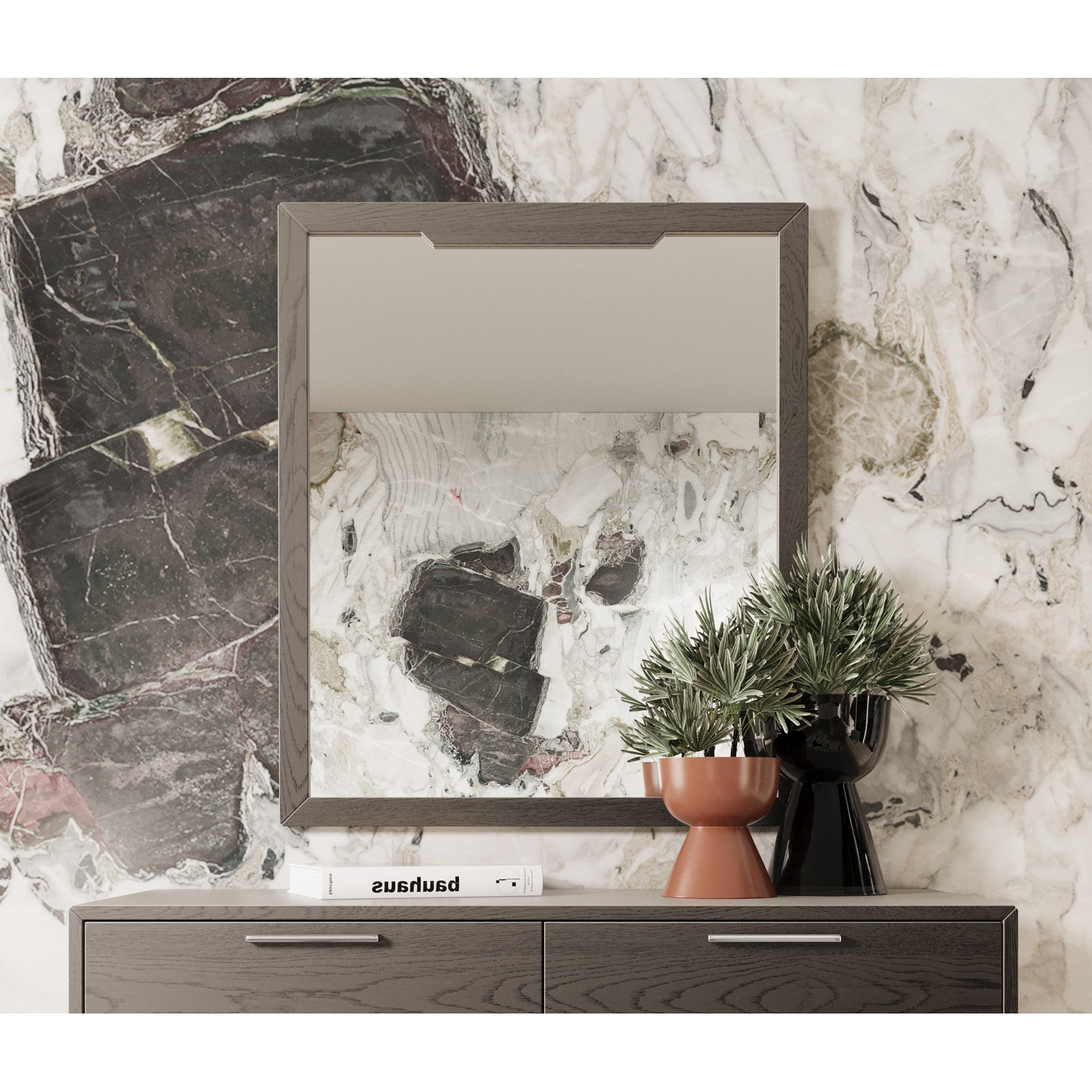Glow Rectangle Wall Mirror, Gray Wash