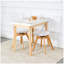 Plateau de table en pierre blanche avec pieds en bois d'hévéa, bureau d'ordinateur pliable, bureau pliable, 4 chaises modernes pouvant pivoter à 360 degrés