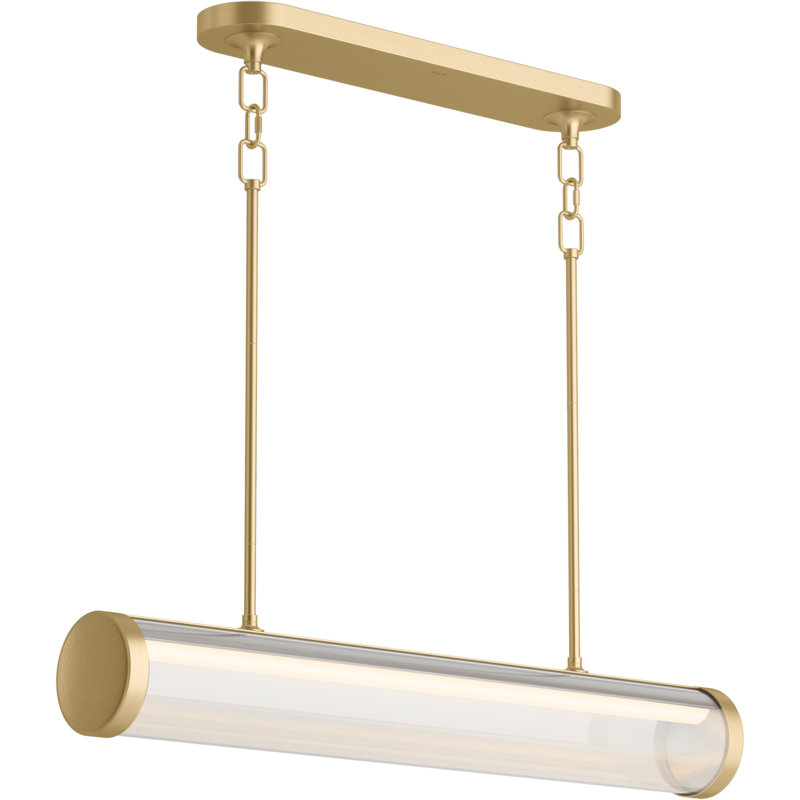 Purist 34-In Led Linear Chandelier, Brushed Moderne Brass