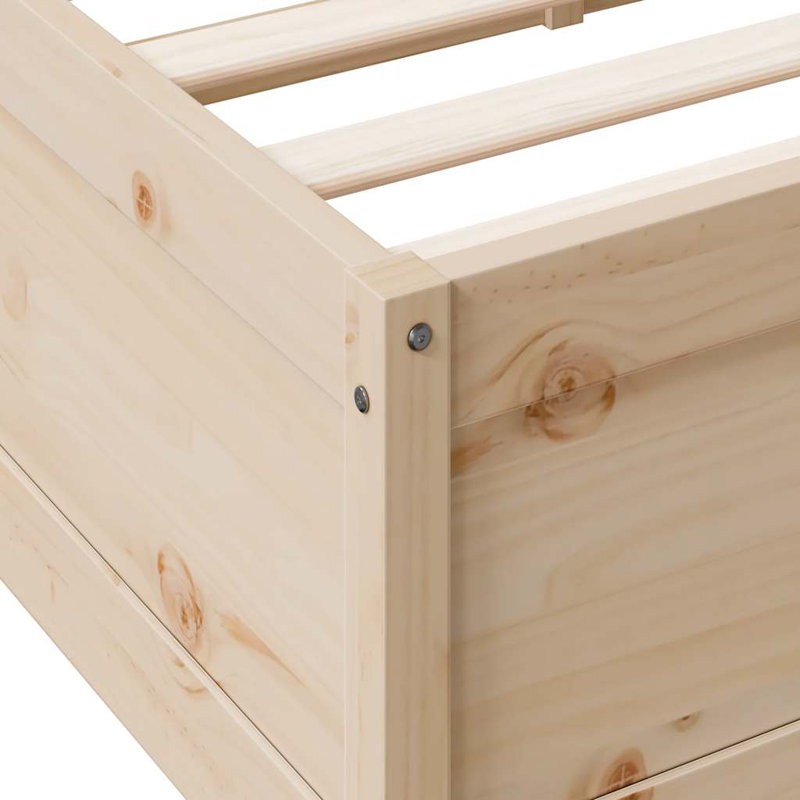 Solid Wood Storage Bed, Brown, Super King (6')