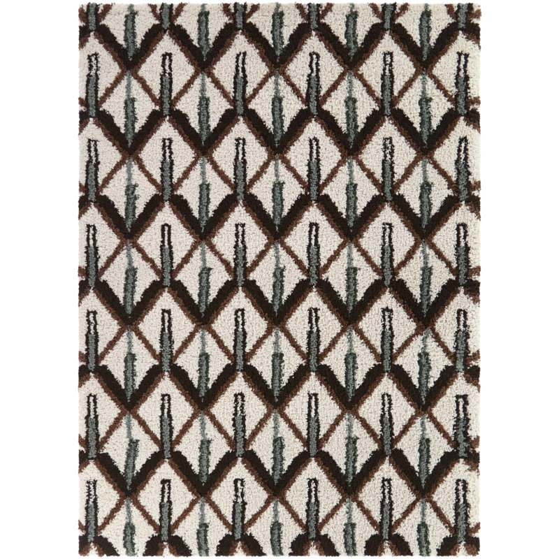 Behring Cream Transitional Trellis Area Rug, Rectangle 7'10" x 10'