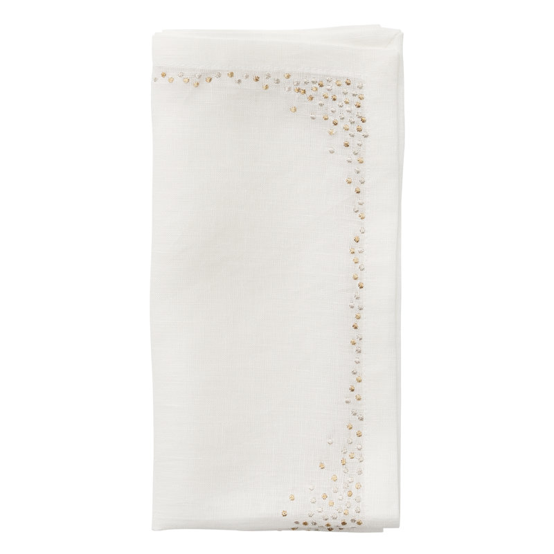 Pin Dot Linen Napkin, White/Gold/Silver