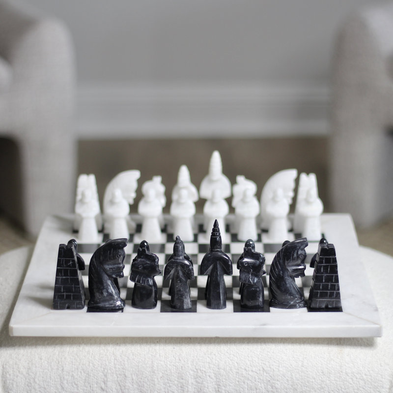 Japanese Marble Chess Set | Unique Marble Chess Set With Storage Case