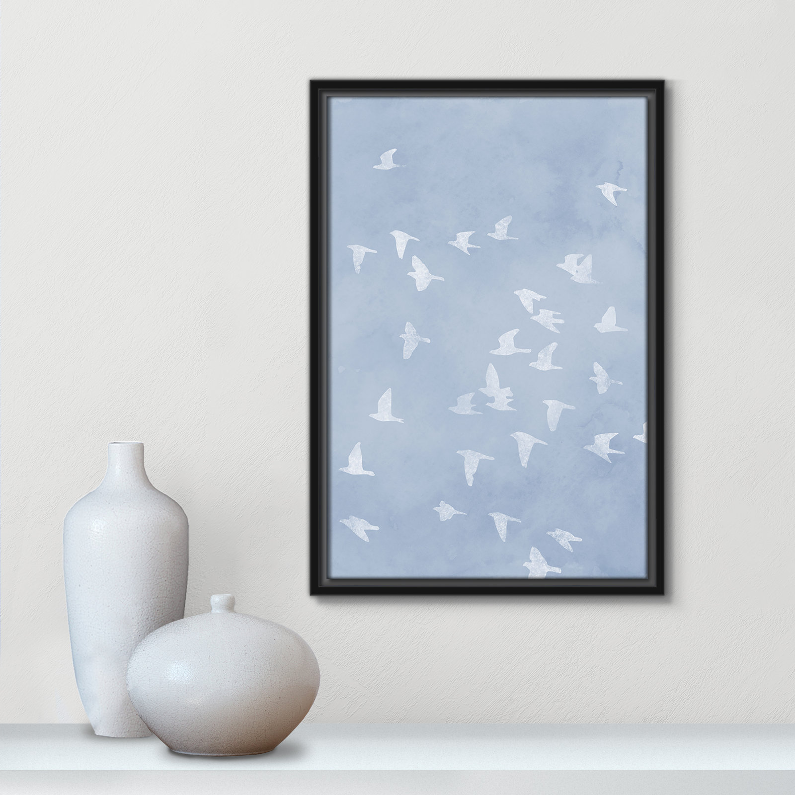 Flying Friends Print by Marcus Prime, Black Floater, 13.5'' W x 19.5'' H