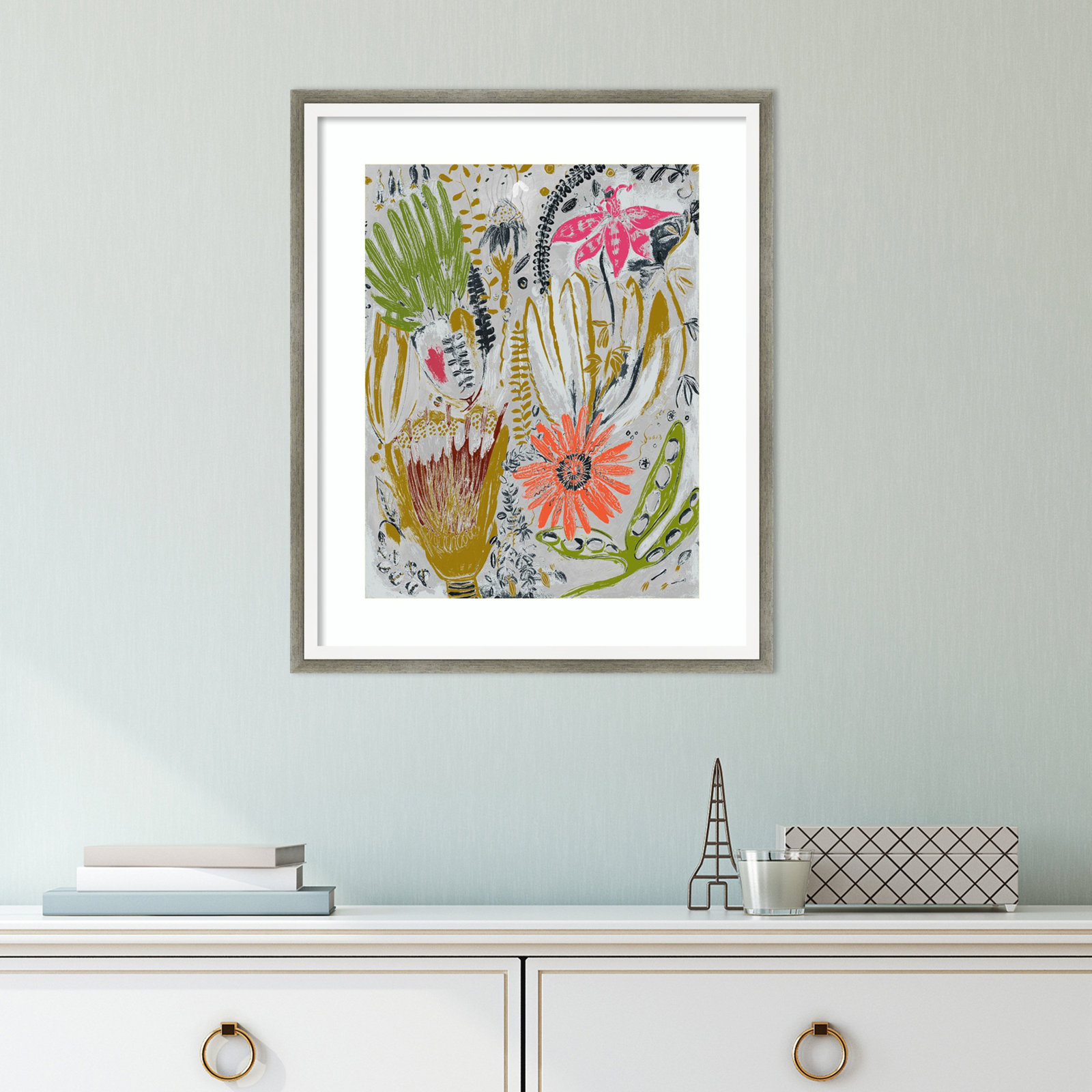 Tropical Blooms by Maya Woods, Gray, 14" W x 17" H