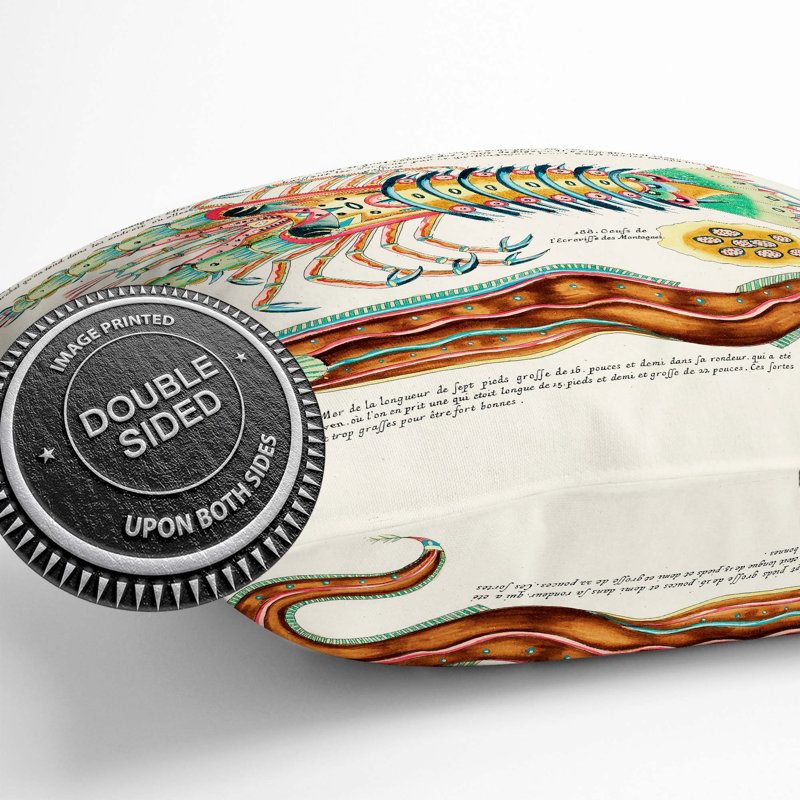 East Indies Fish & Lobster Illustrations XLV Square Throw Cushion, 55cm H x 55cm W x 20cm D