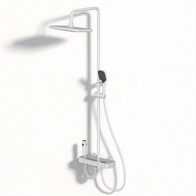 4-In-1 Shower Faucet System With LED Temperature Display, Anti-Clog Nozzles, Rainfall, Hand Shower, Tub Spout, And Spray Gun