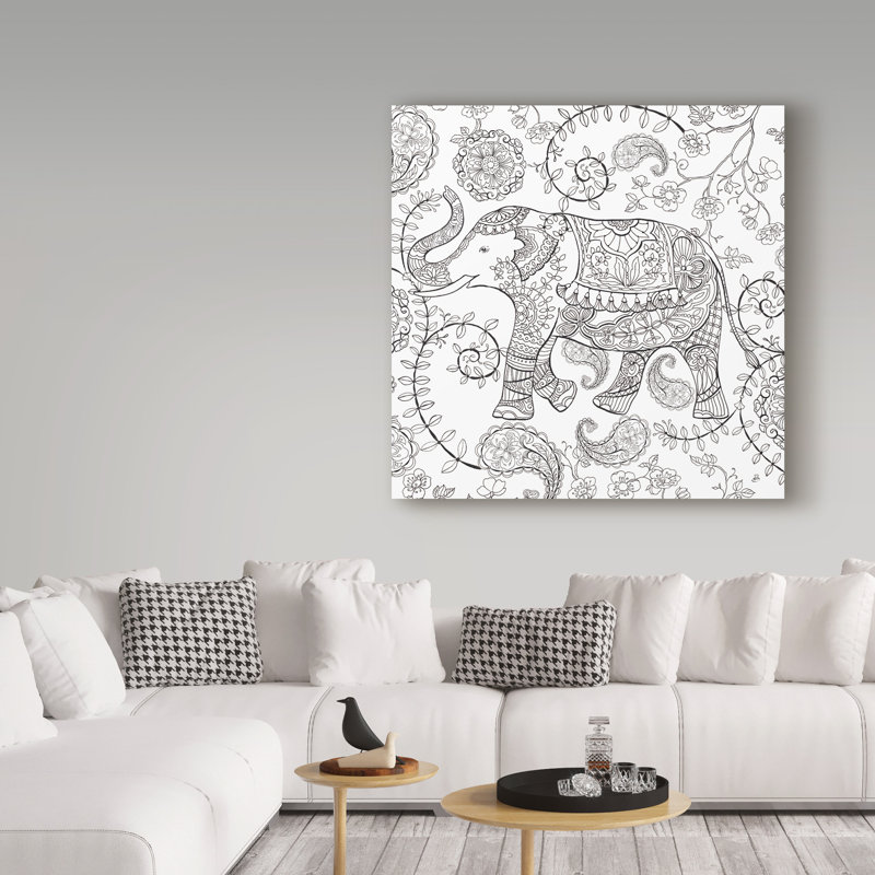 "Colour My World Elephant II Square" Drawing Print on Wrapped Canvas, 18" H x 18" W x 2" D