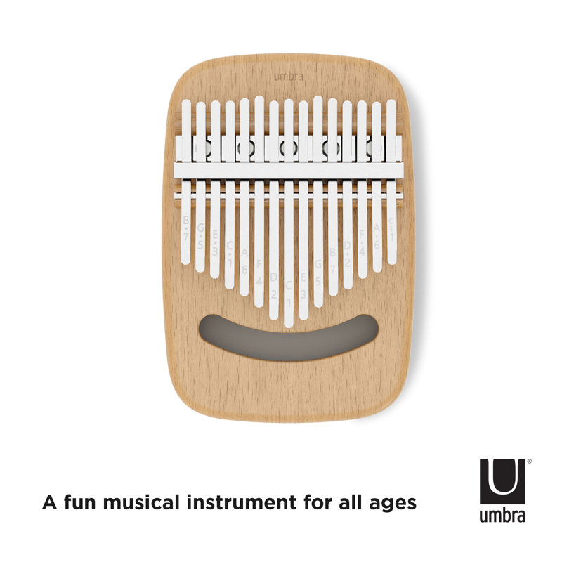 White and Natural Beechwood Kalimba Thumb Piano