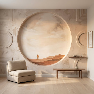 Décoration murale amovible de fenêtre de dunes de sable Minimalist Desert