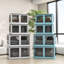32 bacs de rangement empilables avec couvercle, 32 contenants en plastique pliables. Idéal pour l'organisation de bureau. Conception pliante. Blanc. Couvercles d'une capacité de 66 lb. Rangement pour garde-robe. Roues et 5 accès. Espace