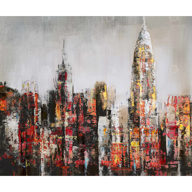 Paint Splash City - Toile encadrée pour le décor du salon