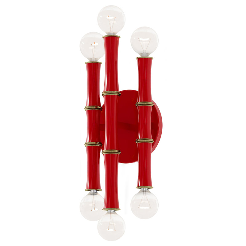 Kane Wall Sconce, Ruby Red/Modern Brass