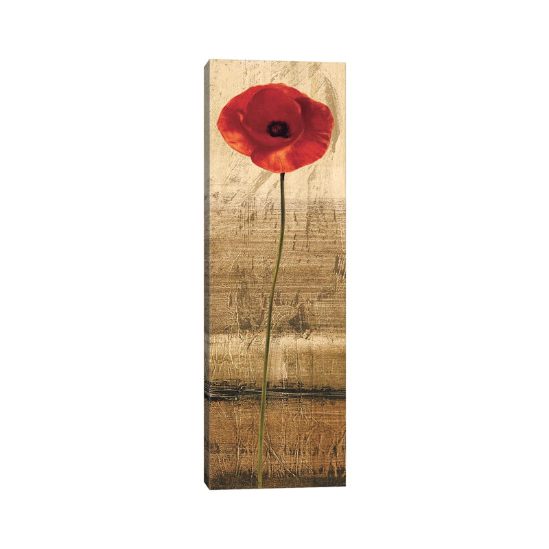 Poppy Panel II 1 Piece Wrapped Canvas Panoramic Wall Art, 30.48 cm H x 91.44 cm W x 3.175 cm D