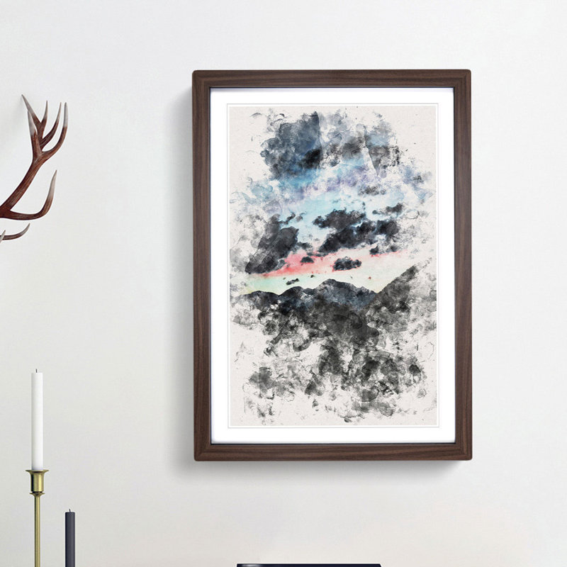 Mountain Below the Clouds - Framed Print, 33cm H x 24cm W x 2cm D, Walnut Framed