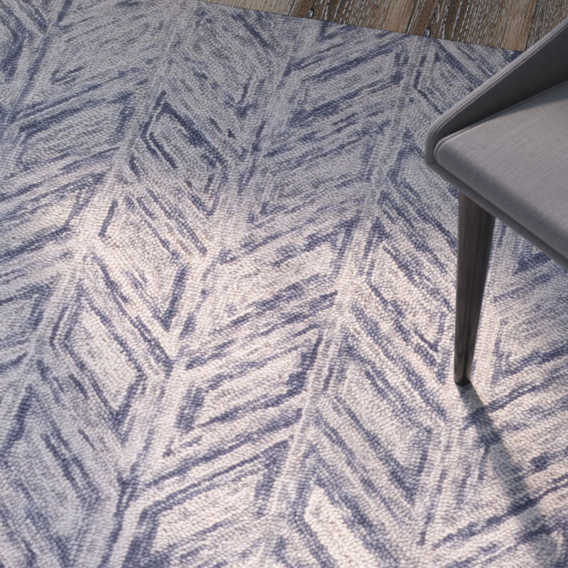 Tapis bleu en laine touffeté à la main Gramercy, Rectangle 8 pi x 10 pi