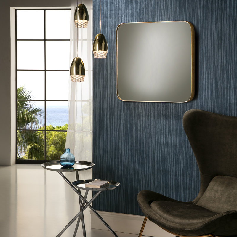 Averill Wood Flat Wall Mirror, Square