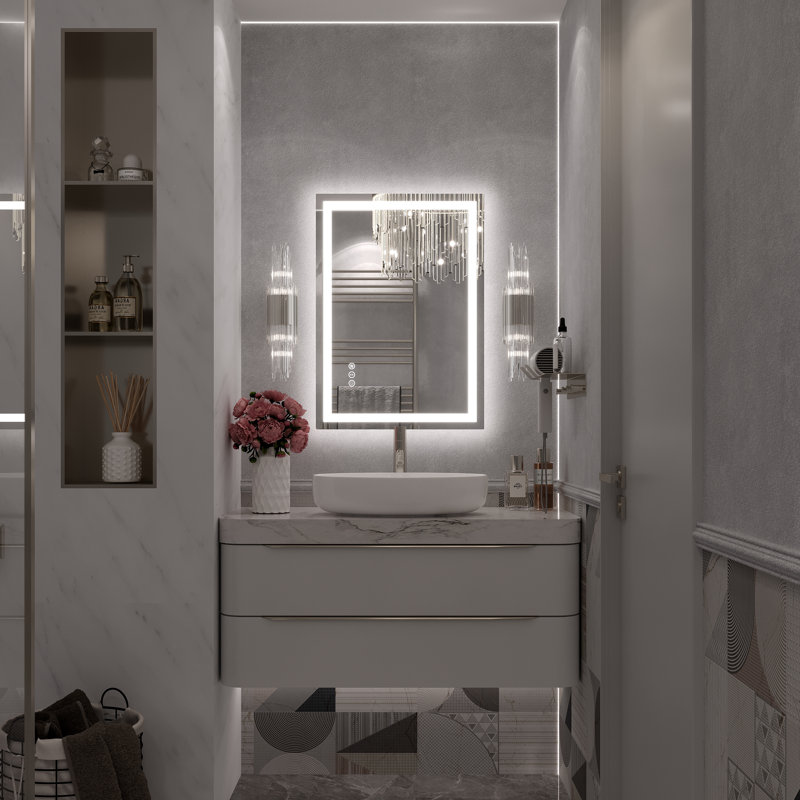 Miroir de salle de bain Molly Framelss, 28 po x 20 po, Transparent