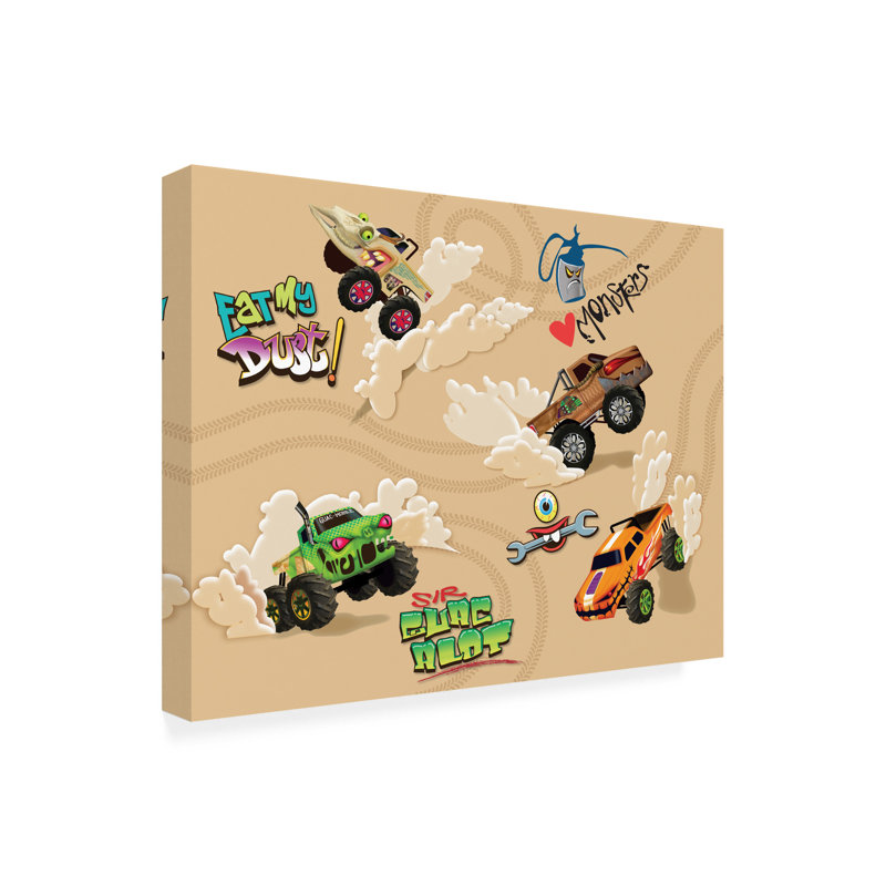Monstre camions sur toile par Margaret King, H 14 po x l 19 po x P 2 po