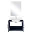 Meuble-lavabo bleu l 24 po x P 22 po avec comptoir en quartz blanc, miroir 18 po, robinet et surface à gratter 24 x 22