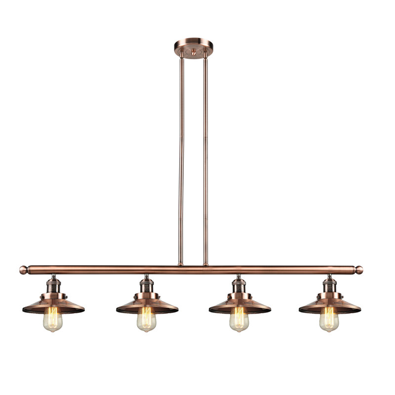 Mikesell 4 - Light Kitchen Island Pendant, Antique Copper Railroad, Antique Copper