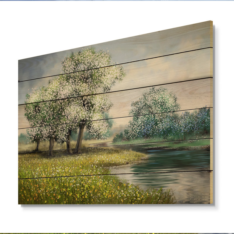 - Peinture sur bois sans cadre, H 16 po x l 32 po x P 1 po