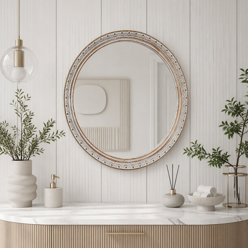 Ornate Round Wall Mirror