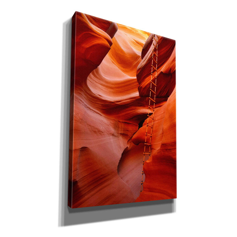 «Jocey Lower Antelope Canyon Ladder» par - reproduction d'art sur toile tendue, H 18 po x l 12 po x P 0,75 po
