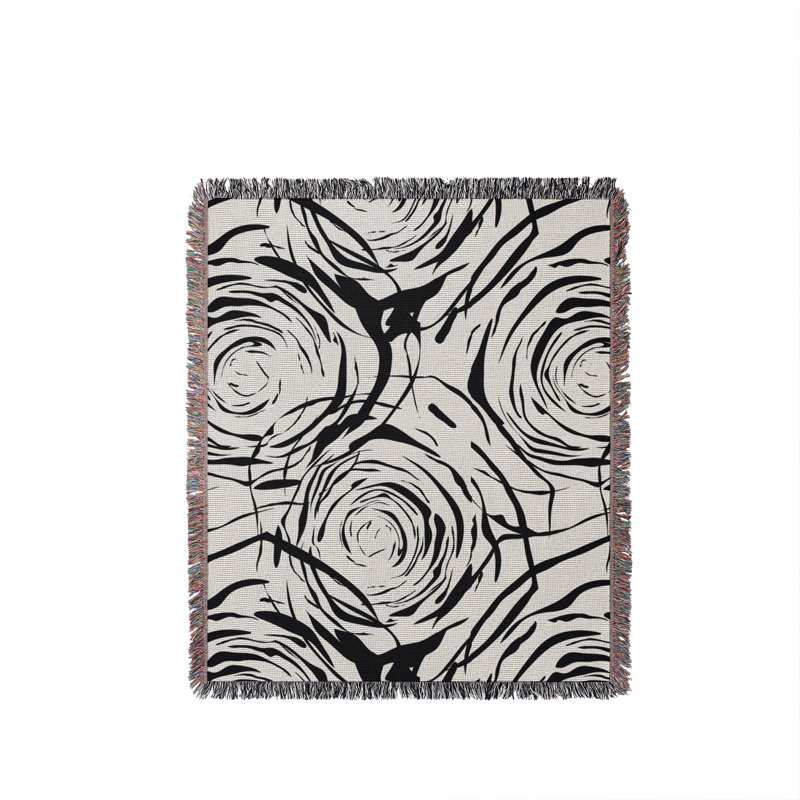 Jeté rose en coton Rose, 50 x 60, Noir
